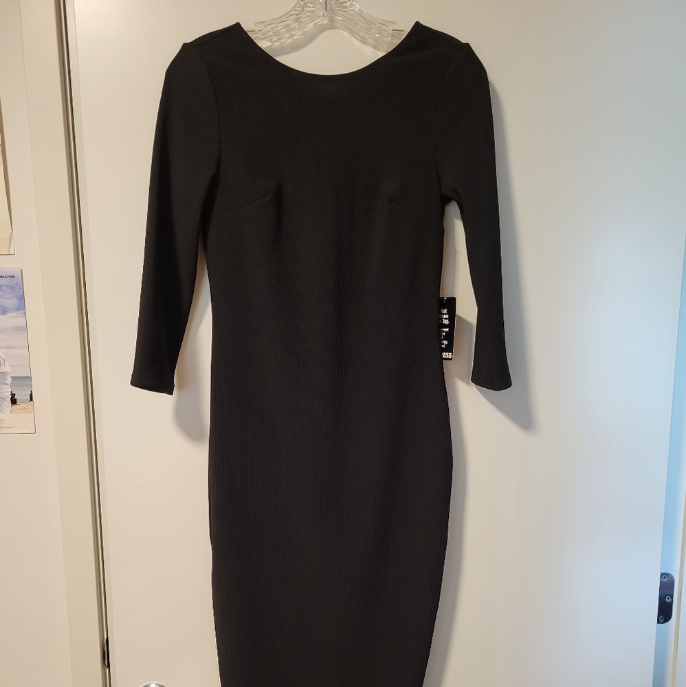 Express Black Quarter-sleeve Body-tight Dress